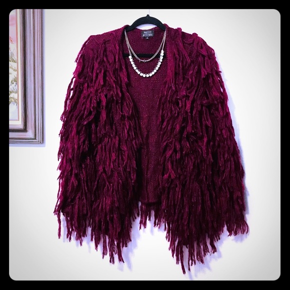 Pretty Attitude Sweaters - Maroon Teddy Sweater Jacket